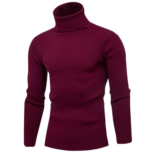 Herren-Rollkragenpullover in Weinrot