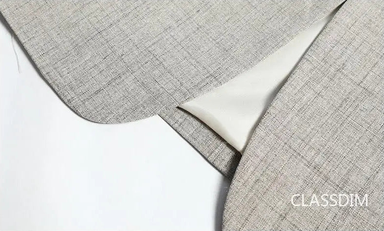 Men's slim fit blazer, beige, hem and lining detail, close-up