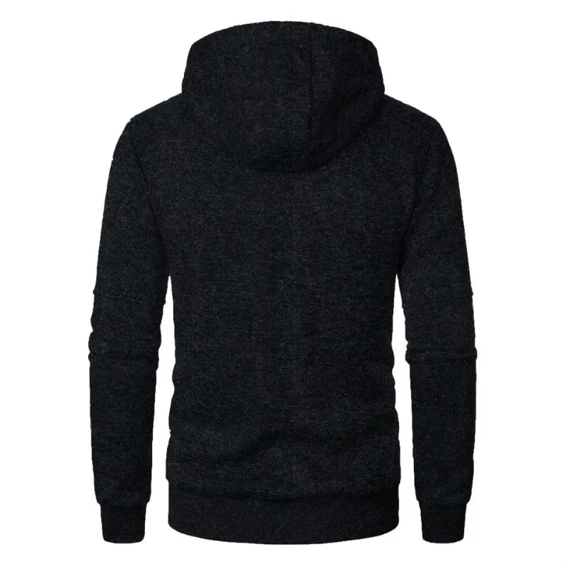 Men's oversized hood full-zip hoodie in black - streetwear jacket, back view