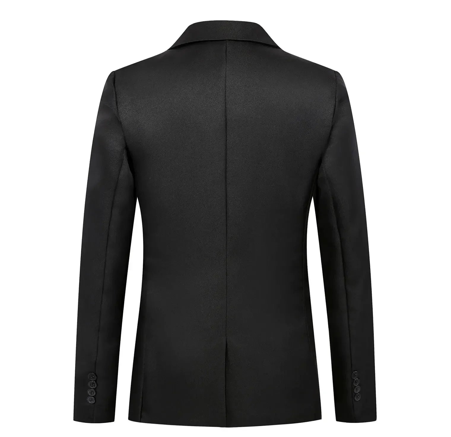 Men's slim fit blazer single button black - back view, slim cut with center vent