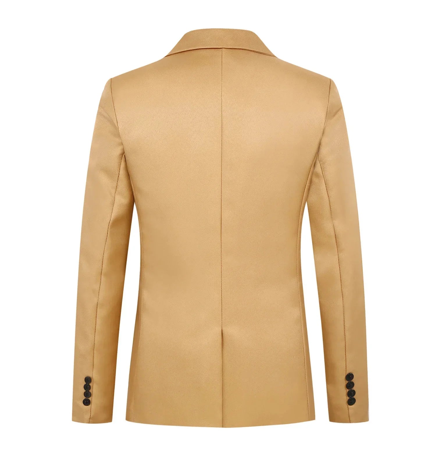 Men's slim fit blazer single button khaki beige - back view, slim cut with center vent