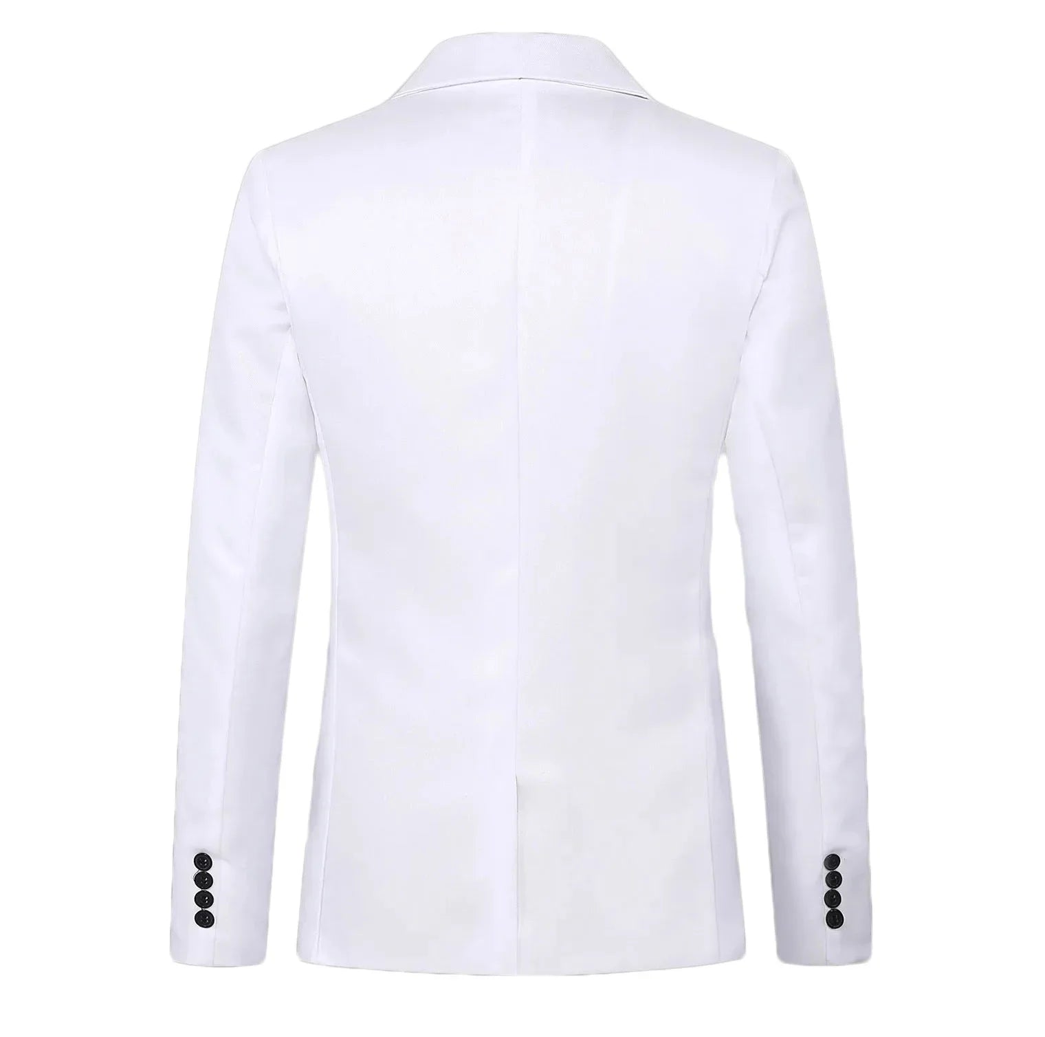Men's slim fit blazer single button white - back view, slim cut with center vent