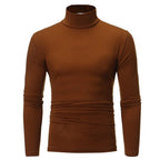 Langärmeliges Herren-Thermo-Baselayer-Shirt mit Rollkragen, Kamelbraun, Slim Fit, Vorderansicht