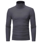 Langärmeliges Herren-Thermo-Baselayer-Shirt mit Rollkragen, Dunkelgrau, Slim Fit, Vorderansicht