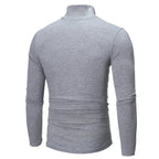 Langärmeliges Herren-Thermo-Baselayer-Shirt mit Rollkragen, Hellgrau, Slim Fit, Rückansicht