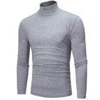 Langärmeliges Herren-Thermo-Baselayer-Shirt mit Rollkragen, Hellgrau, Slim Fit, Vorderansicht
