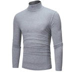 Langärmeliges Herren-Thermo-Baselayer-Shirt mit Rollkragen, Hellgrau, Slim Fit, Seitenansicht