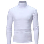Langärmeliges Herren-Thermo-Baselayer-Shirt mit Rollkragen, Weiß, Slim Fit, Vorderansicht