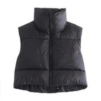 Gilet matelassé court femme, noir – vue du produit