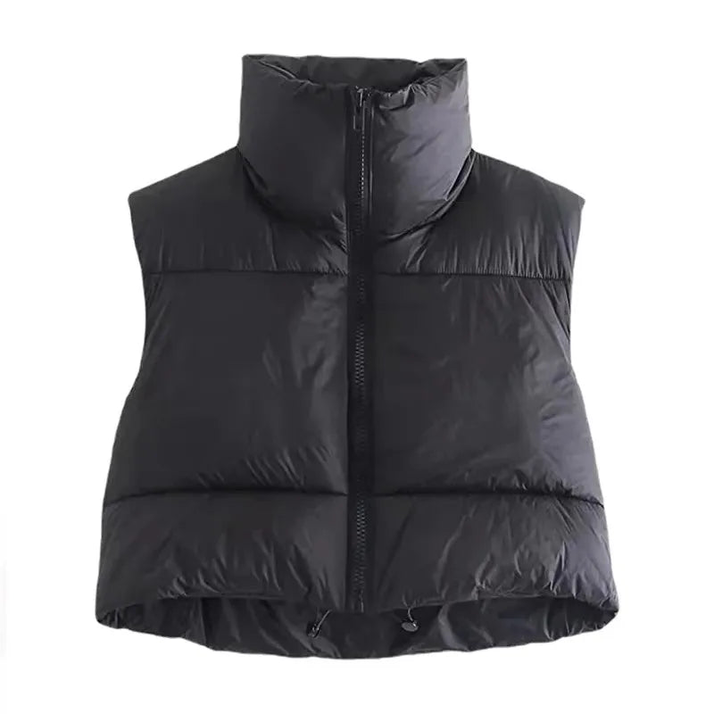 Gilet matelassé court femme, noir – vue du produit
