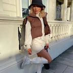 Gilet matelassé court femme, marron – vue de profil