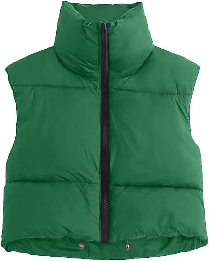 Gilet matelassé court femme, vert – vue du produit
