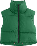 Gilet matelassé court femme, vert – vue du produit