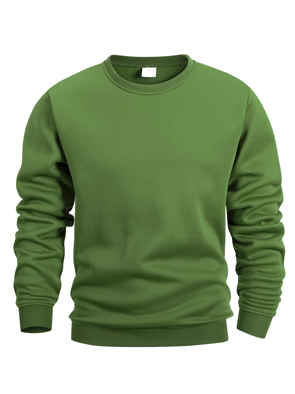 Sweat-shirt à col rond pour homme, couleur vert militaire, vue de face