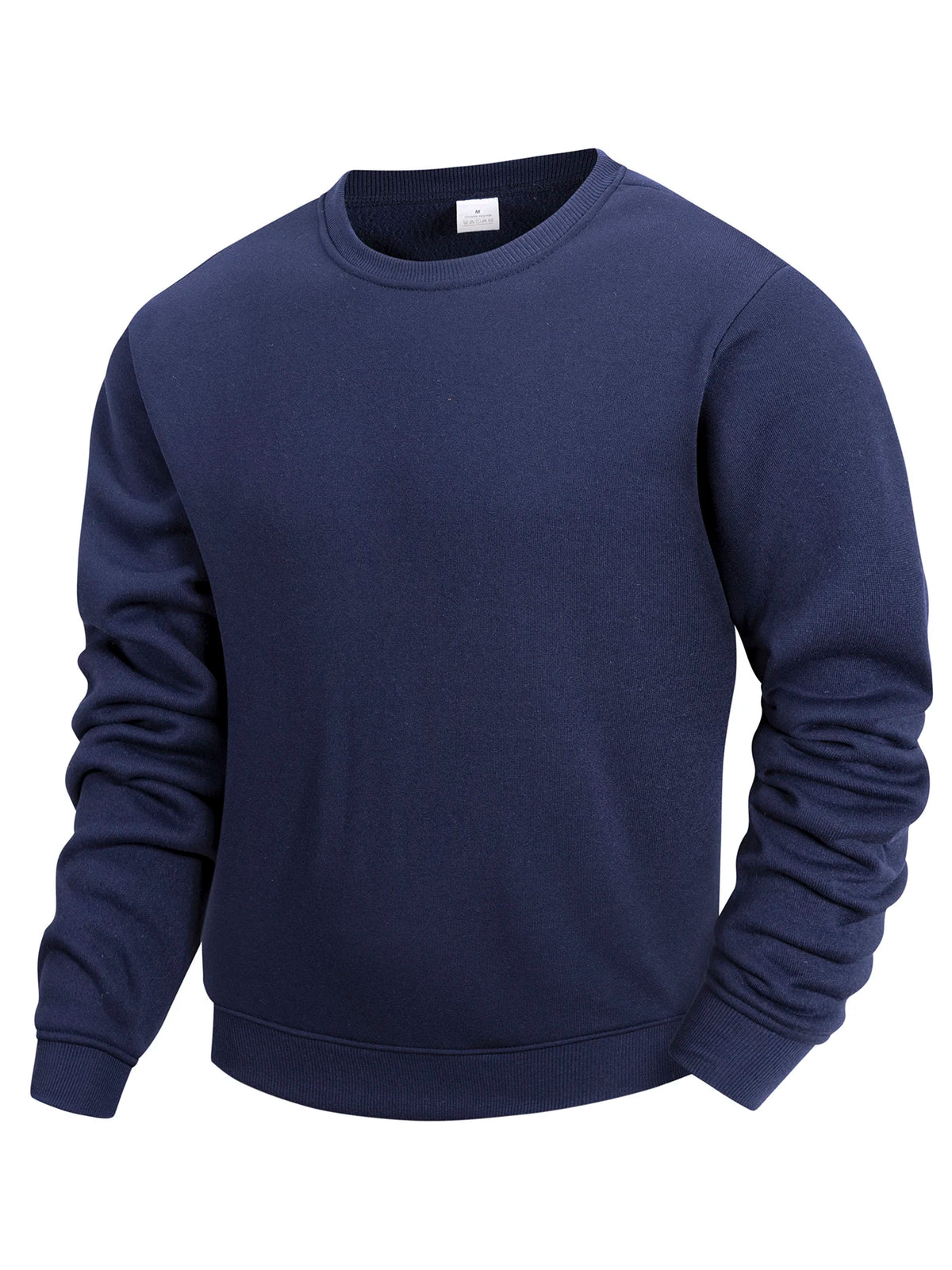 Sweat-shirt à col rond pour homme, couleur bleu marine, vue de face en oblique