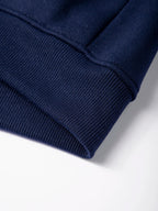 Sweat-shirt à col rond pour homme, couleur bleu marine, détail de l’ourlet côtelé