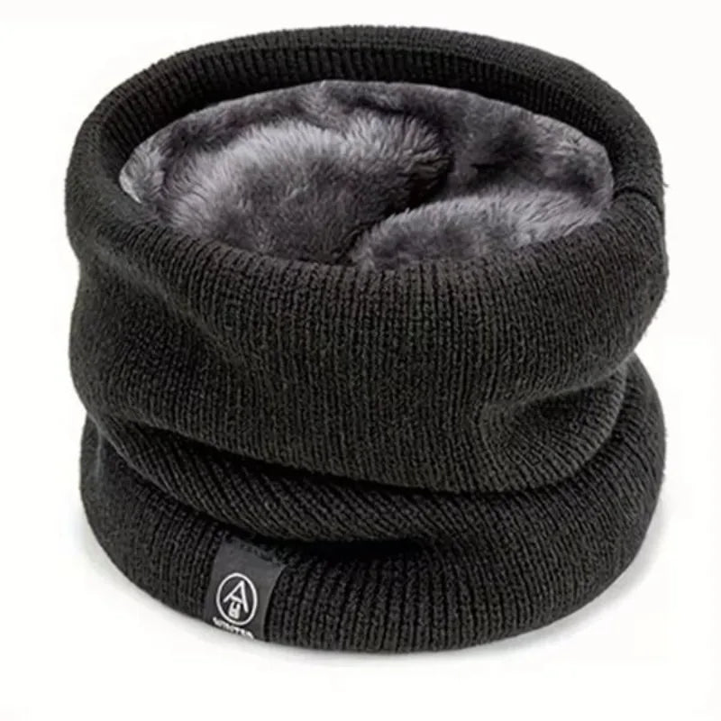 Tour de cou homme en maille doublé polaire noir
