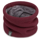 Tour de cou homme en maille doublé polaire bordeaux