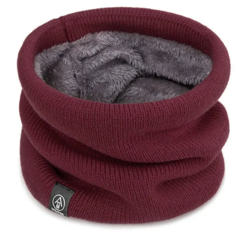 Tour de cou homme en maille doublé polaire bordeaux