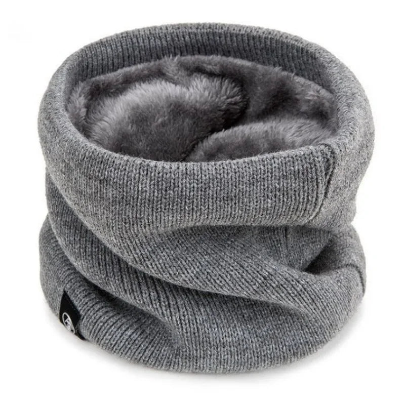 Tour de cou homme en maille doublé polaire gris