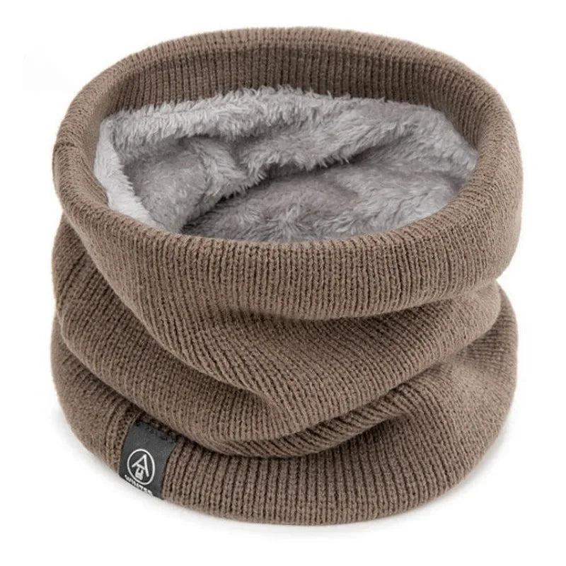 Tour de cou homme en maille doublé polaire kaki