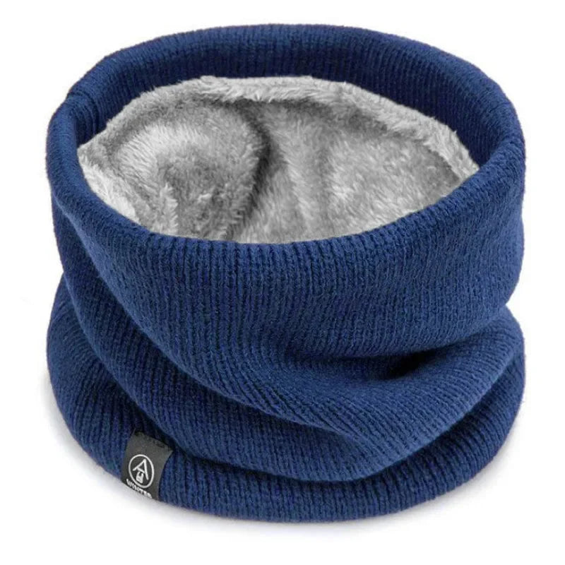 Tour de cou homme en maille doublé polaire bleu marine