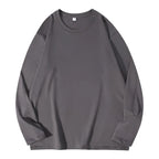 Herren Langarmshirt aus schwerer Baumwolle in Grau mit Rundhalsausschnitt