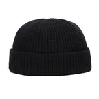 Bonnet docker homme en maille noir à revers