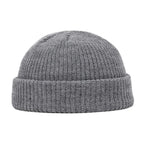 Bonnet docker homme en maille gris foncé à revers