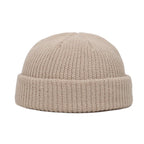 Bonnet docker homme en maille kaki à revers