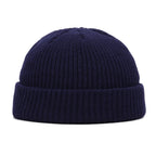 Bonnet docker homme en maille bleu marine à revers