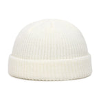 Bonnet docker homme en maille blanc à revers