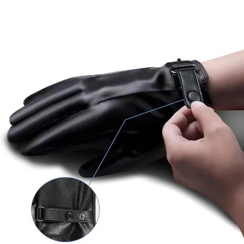 Poignet réglable à bouton des gants en cuir