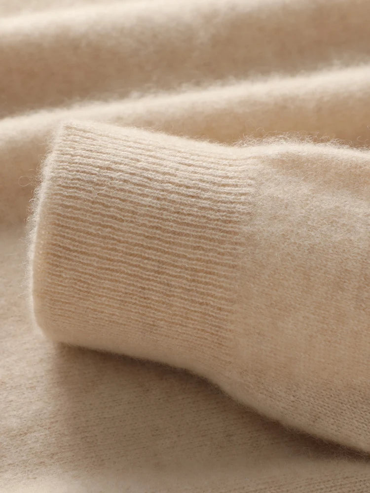 Men's merino wool crew neck sweater, folded flat lay