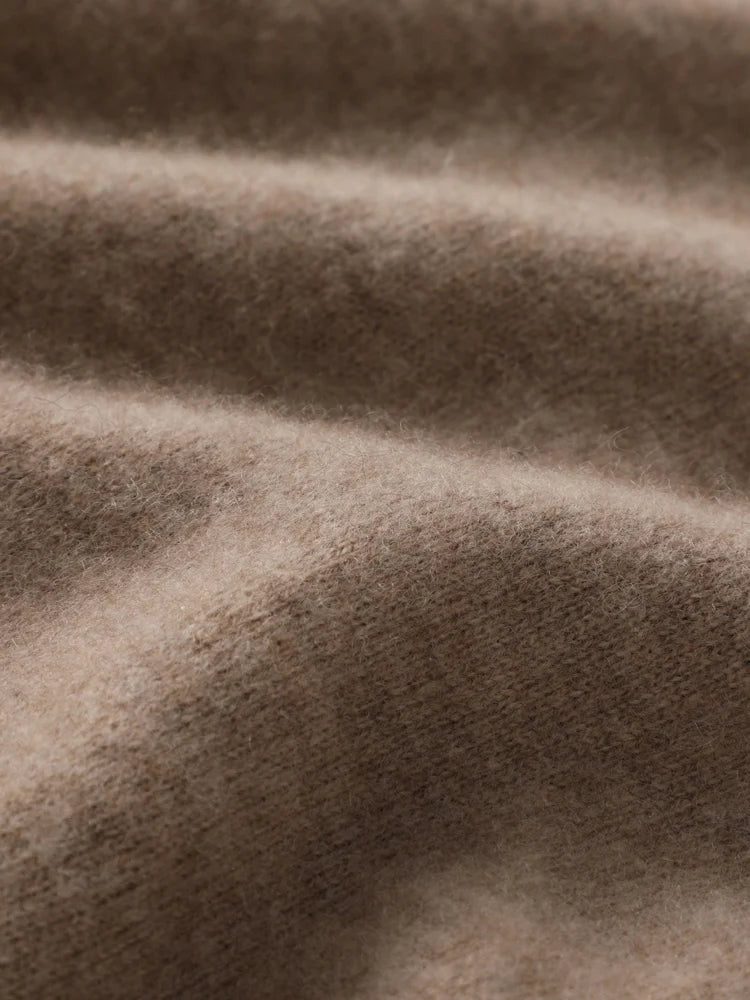 Men's merino wool crew neck sweater, folded flat lay