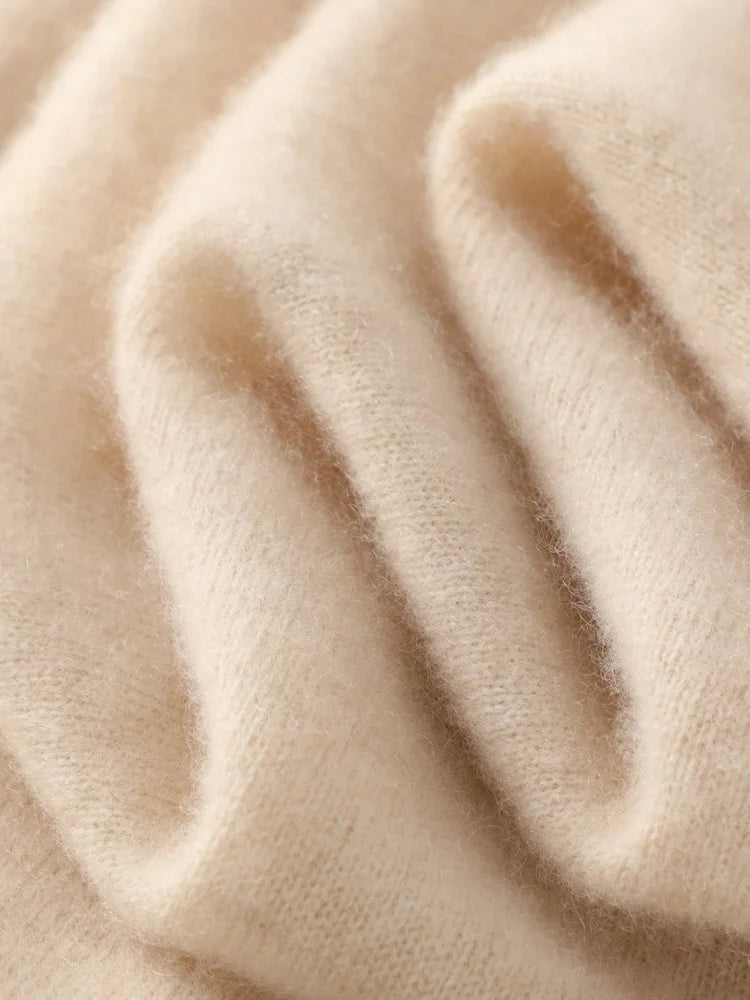 Men's merino wool crew neck sweater, close-up of knit texture