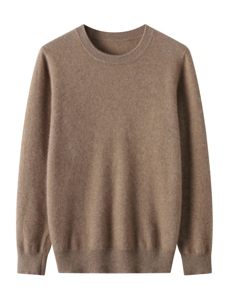 Men's merino wool crew neck sweater, close-up of knit texture