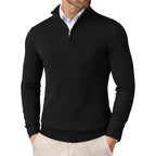 Pull camionneur homme en maille, noir, vue de face avec col montant