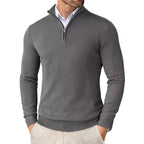 Pull camionneur homme en maille, gris foncé, vue de face avec col montant