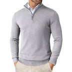 Pull camionneur homme en maille, gris clair, vue de face avec col montant