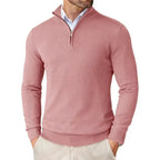 Pull camionneur homme en maille, rose, vue de face avec col montant