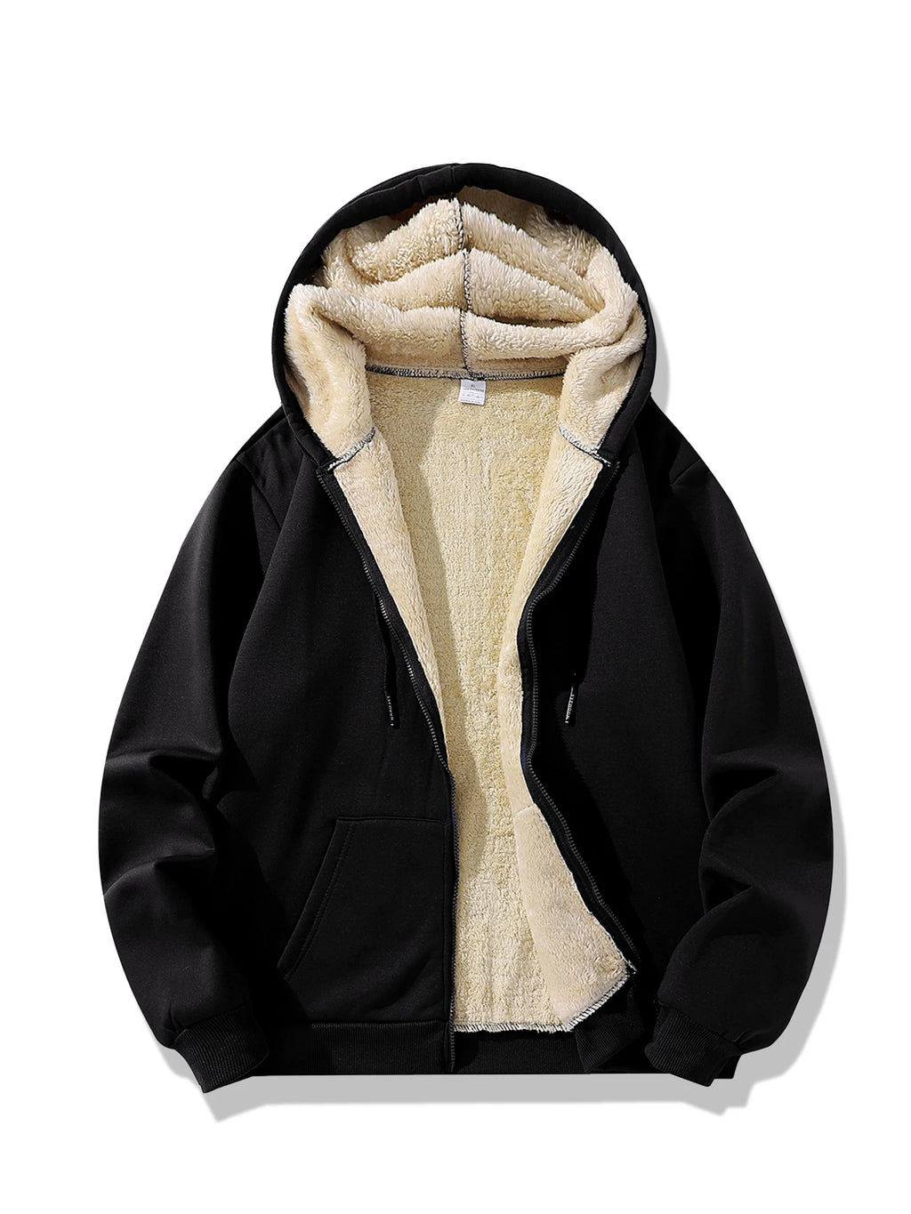 Men's Sherpa Lined Hooded Jacket - Black, front