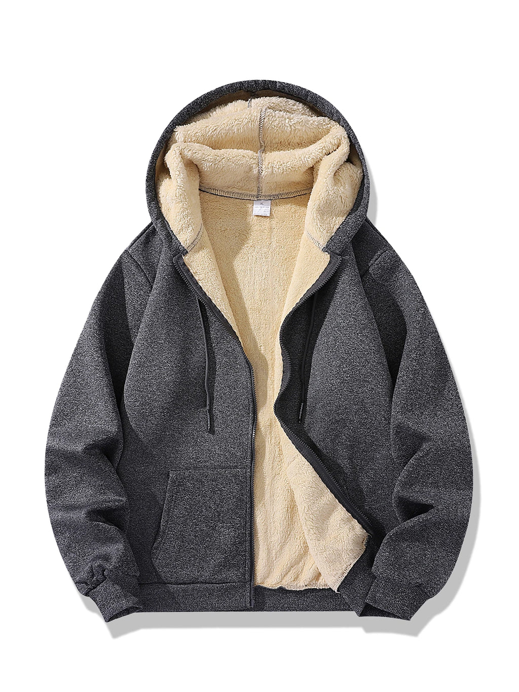 Men's Sherpa Lined Hooded Jacket - Dark Gray, front