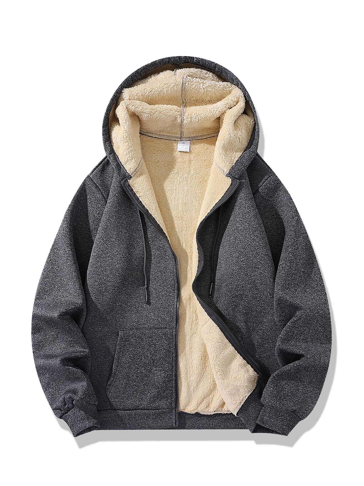 Men's Sherpa Lined Hooded Jacket - Dark Gray, front
