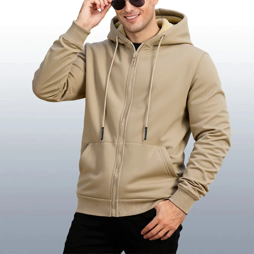 Men's Sherpa Lined Hooded Jacket - Khaki