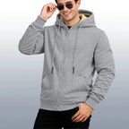 Men's Sherpa Lined Hooded Jacket - Light Gray