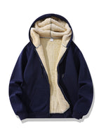 Men's Sherpa Lined Hooded Jacket - Navy, front