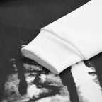 Men's graphic tracksuit set, close-up of ribbed cuff fabric