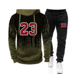 Men's graphic tracksuit full set in green, hoodie and joggers