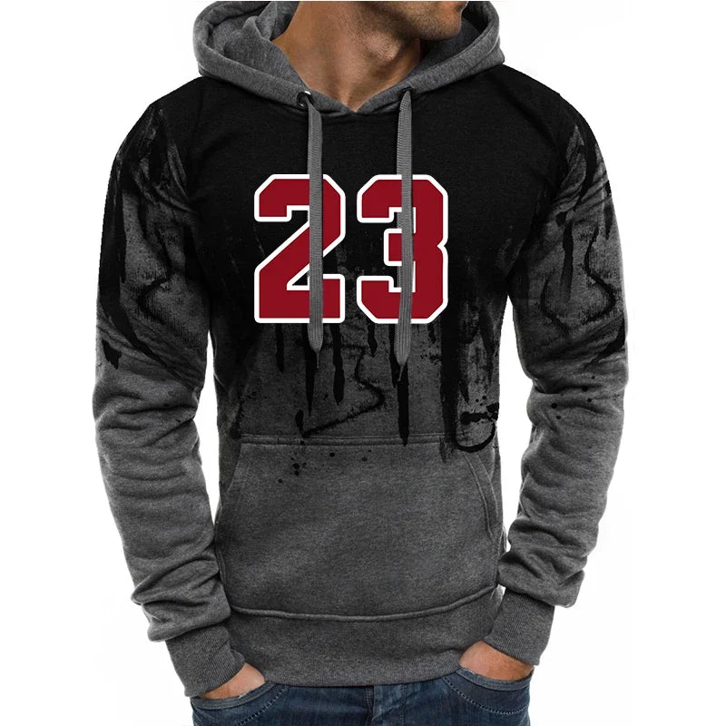 Herren-Kapuzenpullover mit Grafikprint in Grau, Nahaufnahme